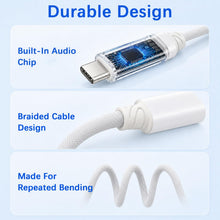 Carica l'immagine nel visualizzatore di Gallery, Adattatore USB C Jack 3,5 mm, Adattatore Cuffie USB C 2 in 1 con Porta Audio Aux e Ricarica Rapida PD 100W, Splitter Typ
