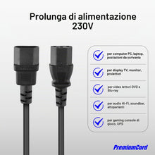 Carica l'immagine nel visualizzatore di Gallery, PremiumCord Alimentatore per PC 230V 1m, Prolunga IEC 320, Presa di Corrente, IEC 320 C13 a C14, Cavo di Alimentazione, 