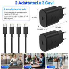 Carica l'immagine nel visualizzatore di Gallery, Caricabatterie Per Samsung Rapido,2 Pack Caricatore USB C da 25W