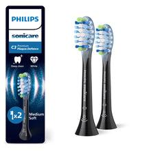 Carica l'immagine nel visualizzatore di Gallery, PHILIPS Sonicare C3 Premium Plaque Defence, testine di ricambio originali, nero, confezione da 2, HX9042/88, Nuovo, 2 Te