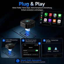 Carica l'immagine nel visualizzatore di Gallery, sunweyer CarPlay wireless a forma di T e adattatore automatico Android: aggiornamento cablato a wireless, design compatt