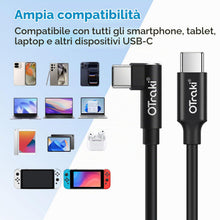 Carica l'immagine nel visualizzatore di Gallery, OTraki Cavo USB-C a Spirale 240W 0.3-0.8 m Retrattile 90 Gradi con QC3.0