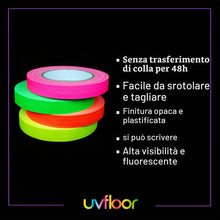 Carica l'immagine nel visualizzatore di Gallery, UV FLOOR - Adesivo fluo - Set da 4 - 1,9 cm x 25 m