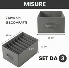 Carica l'immagine nel visualizzatore di Gallery, edihome, Organizer Armadio con Divisori per Cassetti, Contenitori Salvaspazio per Vestiti e Jeans, Organizzatore Pieghevole per Magliette e Biancheria (Pack 3 unità - 8 Divisori - Grigio scuro)
