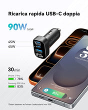 Carica l'immagine nel visualizzatore di Gallery, INIU Caricatore Auto USB C, 90W [Doppio 45 W] Caricabatterie Accendisigari