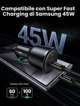 Carica l'immagine nel visualizzatore di Gallery, UGREEN 63W Caricatore Auto USB C PD 3.0 QC 3.0 PPS 45W Accendisigari USB