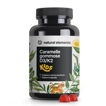 Carica l'immagine nel visualizzatore di Gallery, Caramelle gommose di vitamina D3 K2 KIDS – Vitamine bambini 120 Gummies – gusto tropicale – vegane, senza zucchero – pro