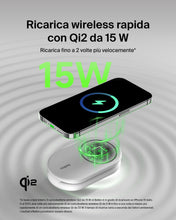 Carica l'immagine nel visualizzatore di Gallery, Belkin BoostCharge Caricabatteria magnetico pieghevole 2 in 1 con Qi2 15W, Caricatore wireless compatibile con MagSafe, 