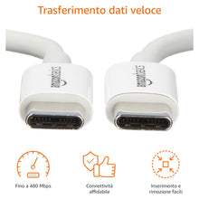 Carica l'immagine nel visualizzatore di Gallery, Amazon Basics Cavo di ricarica rapida da USB-C a USB-C, velocità 480 Mbps, certificato USB-IF, per ricarica rapida Apple
