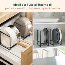 Carica l'immagine nel visualizzatore di Gallery, Avilia Scolapiatti Verticale in Metallo Set 4, Porta Coperchi, 2 Misure