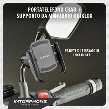 Carica l'immagine nel visualizzatore di Gallery, INTERPHONE QUIKLOX - Porta Smartphone Universale (da 3.5" a 7.5") con Attacco a Specchietto o Traversino, Sistema Modula
