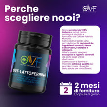 Carica l'immagine nel visualizzatore di Gallery, OVF Lattoferrina 200 immuno, 60 capsule da 200mg (2 mesi di fornitura), Latte Proveniente dalla Nuova Zelanda, da mucche