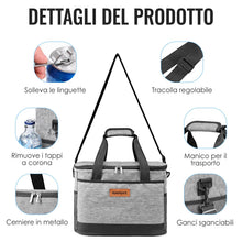 Carica l'immagine nel visualizzatore di Gallery, Borsa Termica 33L con Tracolla,Mantieniti Caldo e Freddo,Impermeabile,Grigo