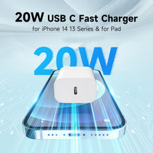 Carica l'immagine nel visualizzatore di Gallery, Caricatore per iPhone 20W USB C Rapido Caricabatterie con Cavo USB-C Light-ning 2M, PD3.0 Tipo C Adattatore Spina Alimen