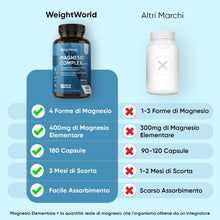 Carica l'immagine nel visualizzatore di Gallery, Magnesio Completo Vegano 490mg, 180 Capsule, Magnesium Complex 4 in 1