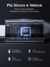 Carica l'immagine nel visualizzatore di Gallery, UGREEN Cavo USB C 240W PD3.1 90 Gradi 20V/5A Ricarica Rapida (2M)