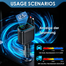 Carica l'immagine nel visualizzatore di Gallery, Caricatore Accendisigari Auto USB C 75W 5 in 1 con 2 Cavi Retrattili, Adattatore Auto con 3 Porte USB/Type C, Ricarica R