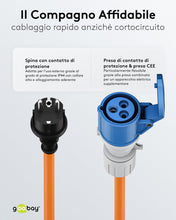 Carica l'immagine nel visualizzatore di Gallery, goobay Cavo adattatore CEE per caravan, 5 m, spina con contatto di protezione a presa CEE con coperchio di chiusura, IP4
