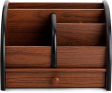 Carica l'immagine nel visualizzatore di Gallery, Foraineam Organizer da scrivania in legno con cassetto, porta telecomando, organizer per trucchi, portapenne in legno da scrivania e cancelleria, per casa, ufficio, scuola, accessori da tavolo