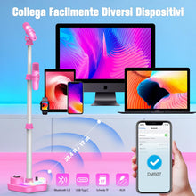 Carica l'immagine nel visualizzatore di Gallery, Dislocati Microfono con Supporto Regolabile per Bambini, Giocattoli Musicali con Luci LED, Altoparlante Bluetooth, Altez