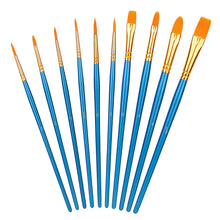 Carica l'immagine nel visualizzatore di Gallery, Amazon Basics Set di pennelli per dipingere, 10 diverse misure, per artisti, adulti e bambini, Confezione singola, Blu