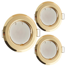 Carica l'immagine nel visualizzatore di Gallery, HCFEI 3x Faretti incassati LED ultra piatti colore Oro Rotondi con modulo faretto LED 230V | 3W Bianco caldo 3000K | Ang