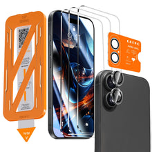 Carica l'immagine nel visualizzatore di Gallery, QHOHQ 3 Pezzi Vetro Temperato per iPhone 17 + 1 Set Pellicola Fotocamera, Top 9H+ Durezza Pellicola Protettiva, [12 Pied