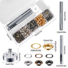Carica l'immagine nel visualizzatore di Gallery, Occhiello Strumento Kit, 200 Pezzi Occhielli Grommet Rondelle, 5mm Occhielli Metallici, Grommet Kit con 3 Attrezzi e Sca