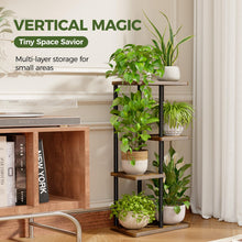 Carica l'immagine nel visualizzatore di Gallery, Bamworld Porta Piante da Interno ed Esterno per Balcone – Fioriera Verticale in Metallo e Legno con 4 Ripiani – Disponib