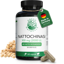 Carica l'immagine nel visualizzatore di Gallery, Green Naturals Nattokinasi 100 mg – 2.000 FU per capsula – 365 capsule