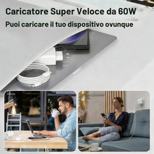 Carica l'immagine nel visualizzatore di Gallery, 60W USB C Caricatore Caricabatterie con Cavo ricarica 2m per Samsung Galaxy