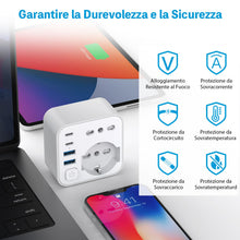 Carica l'immagine nel visualizzatore di Gallery, Adattatore Presa Giappone, 6 in 1 Adattatore Giappone Italiano con 4 USB, per Cina, Filippine, America, Canada, 3680W, S