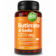 Carica l'immagine nel visualizzatore di Gallery, Butirrato di Sodio Microincapsulato 1200 mg per dose Acido Butirrico 90% con Zinco e Vitamina D3-120 Capsule Gastroresis