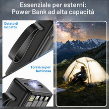Carica l'immagine nel visualizzatore di Gallery, Power Bank 27000mAh con 4 Cavi Integrati e Ricarica Rapida 22.5W