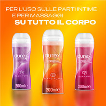 Carica l'immagine nel visualizzatore di Gallery, Durex Massage 2 in 1, Gel Lubrificante Intimo a Base Acqua e Gel per Massaggi, con Ylang Ylang, 200 ml