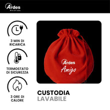 Carica l'immagine nel visualizzatore di Gallery, Ardes AMIGO Scaldino Elettrico Portatile con Potenza 550 W, Termostato di Sicurezza, Spia Luminosa e Copertura in Cotone