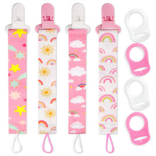 Carica l'immagine nel visualizzatore di Gallery, 4 Pezzi Ciuccio Catena per Bambini, Catenella Porta Ciuccio con 4 Pezzi Ciuccio Clip Adattatore per Neonato per Nascita 