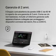 Carica l'immagine nel visualizzatore di Gallery, Belkin BoostCharge Doppio caricabatteria USB-C con PPS da 60 W per iPhone 16, 15, 14, iPad, Samsung Galaxy e Google Pixe