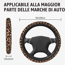Carica l'immagine nel visualizzatore di Gallery, Rivestimento per volante auto con stampa leopardata, universale in neoprene da 38 cm/15 pollici, antiscivolo, protettore