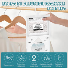 Carica l'immagine nel visualizzatore di Gallery, 10 Pezzi Sacchetti Deumidificatori per Armadio - con Gancio, Fino a 500ml per Sacchetto, per Eliminare Umidità e Muffa -