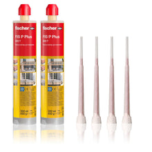 Carica l'immagine nel visualizzatore di Gallery, Fischer Bi-Pack Tassello Chimico FIS P PLUS 300 T, Ancorante Resina Poliestere per Fissaggio Tende da Sole, Antenna tv, 