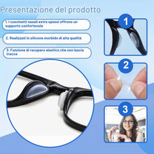 Carica l'immagine nel visualizzatore di Gallery, Naselli per occhiali - 20 paia (10 trasparenti, 10 neri) - Cuscinetto in morbido silicone, design ad airbag, autoadesivi