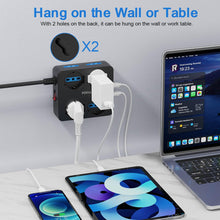 Carica l'immagine nel visualizzatore di Gallery, POWSAF Presa Multipla 8 Prese Quadrata, Ciabatta Elettrica con 4 USB e Interruttore - Multipresa Compatta per Casa/Uffic