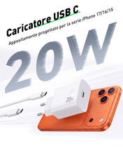 Carica l'immagine nel visualizzatore di Gallery, 20W Caricatore Caricabatterie USB C + 2M Cavo per iPhone 18 Pro Max 17 16