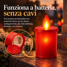 Carica l'immagine nel visualizzatore di Gallery, topolenashop Lumino Votivo LED Rosso a Batteria – Effetto Fiamma Realistico – Candela Elettronica 10,5x6,5 cm con Interr