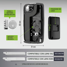 Carica l'immagine nel visualizzatore di Gallery, Jongo® CE0536 Guscio Chiave 2 Tasti Compatibile con Citroen C3 + Batteria