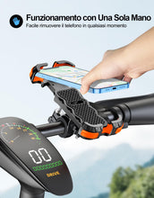 Carica l'immagine nel visualizzatore di Gallery, Glangeh Porta Cellulare Bici [Blocco Sicurezza Antivibrante] 360° Rotazione