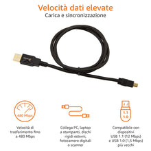 Carica l'immagine nel visualizzatore di Gallery, Amazon Basics Cavo USB-A 2.0 maschio/Mini USB B (0.9 m) per Personal computer, Nero