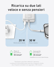 Carica l'immagine nel visualizzatore di Gallery, Anker Power Bank 20000mAh 30W con Cavo USB C Integrato (Nero)