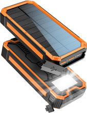 Carica l'immagine nel visualizzatore di Gallery, Powerbank solare 20000mAh, caricatore solare impermeabile USB C Caricabatteria solare esterno con uscite, Power Bank per